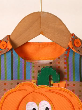 Διασυνοριακό Εξωτερικό Εμπόριο Βρεφικής Κολοκύθας Halloween Φθινόπωρο και Χειμώνας Νέα Καρό Ολόσωμη Φόρμα Κινούμενα Σχέδια Αμάνικη Εκδρομή Κοστούμι με Σέρνεται