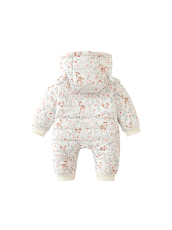 2025 Νέα Βαμβακερά Ρούχα Χειμερινή Ολόσωμη Φόρμα Μωρού με Κουκούλα και Κινούμενα Σχέδια, Χοντρό Σλιπ, Χριστουγεννιάτικη Ζώνη Μωρού με Ελάφια