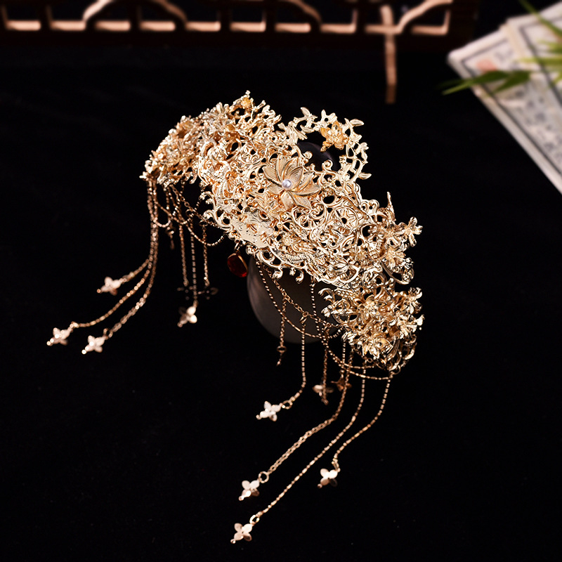 Vakarų regiono princesės aksesuarai, kutais puošti plaukų lankeliai, egzotiški Dunhuang stiliaus plaukų aksesuarai, plaukų karūnėlės, antikvariniai senovės kinų drabužių aksesuarai