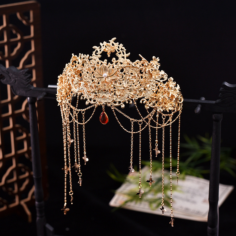 Vakarų regiono princesės aksesuarai, kutais puošti plaukų lankeliai, egzotiški Dunhuang stiliaus plaukų aksesuarai, plaukų karūnėlės, antikvariniai senovės kinų drabužių aksesuarai