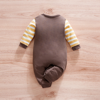 Βρεφική φόρμα σε γήινο χρώμα με διαγώνιες ριγέ κινούμενα σχέδια για νεογέννητα ρούχα, χαριτωμένο καμηλοπάρδαλη, μωρό ρούχα χα