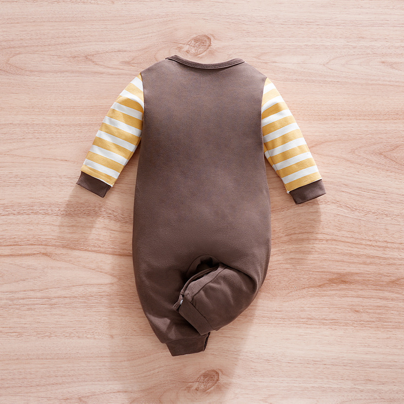 Salopetă pentru bebeluși de culoarea pământului, cu dungi transfrontaliere, haine de nou-născut cu desene animate, drăguț, girafă, haine pentru bebeluși