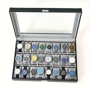 Odinė papuošalų dėžutė, kelių bitų laikymo dėžutė, laikrodžių dėžutė, 24 bitų PU laikrodžių demonstravimo dėžutė, laikrodžių dovanų dėžutė, pakavimo dėžutė