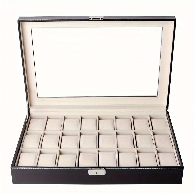 Odinė papuošalų dėžutė, kelių bitų laikymo dėžutė, laikrodžių dėžutė, 24 bitų PU laikrodžių demonstravimo dėžutė, laikrodžių dovanų dėžutė, pakavimo dėžutė