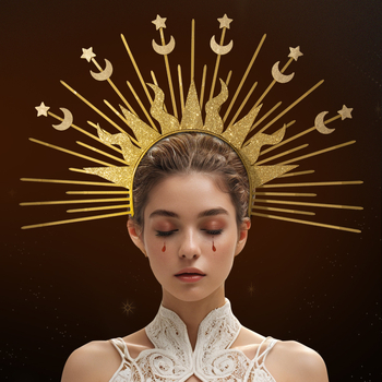 Päikesejumal Täht Kuu Kombineeritud Juuksepandlaga Euroopa ja Ameerika Neitsi Daami Peakate Kuldne Jumalanna Piiriülene Moeetenduse Tegelaskuju Riietumine