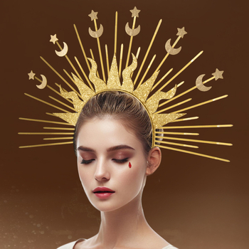 Päikesejumal Täht Kuu Kombineeritud Juuksepandlaga Euroopa ja Ameerika Neitsi Daami Peakate Kuldne Jumalanna Piiriülene Moeetenduse Tegelaskuju Riietumine