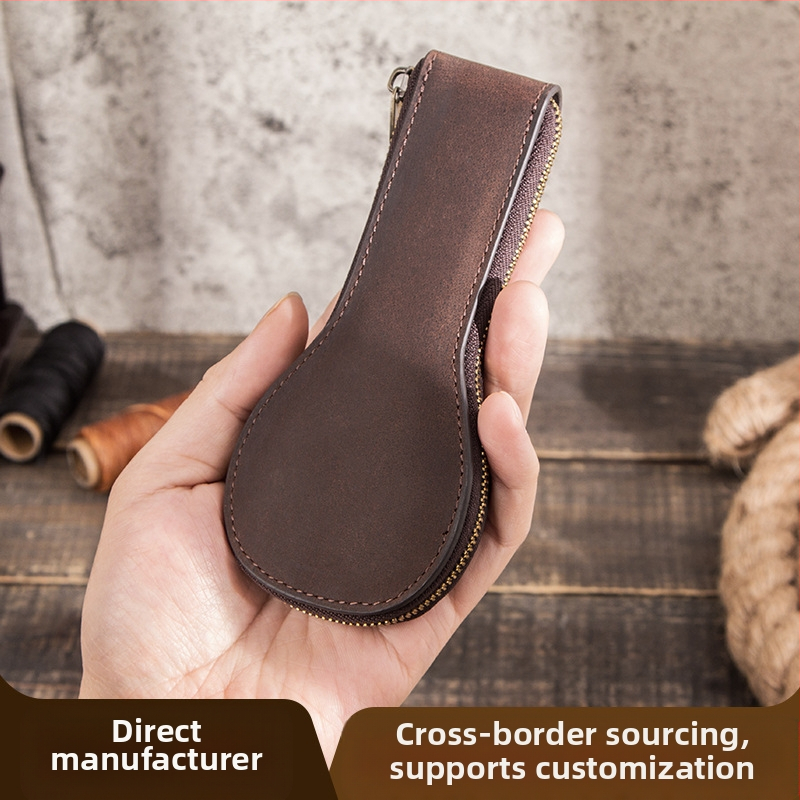 Кутия за съхранение на часовници Crazy Horse Leather Vintage Creative Естествена кожа Висококачествен калъф за часовник с цип