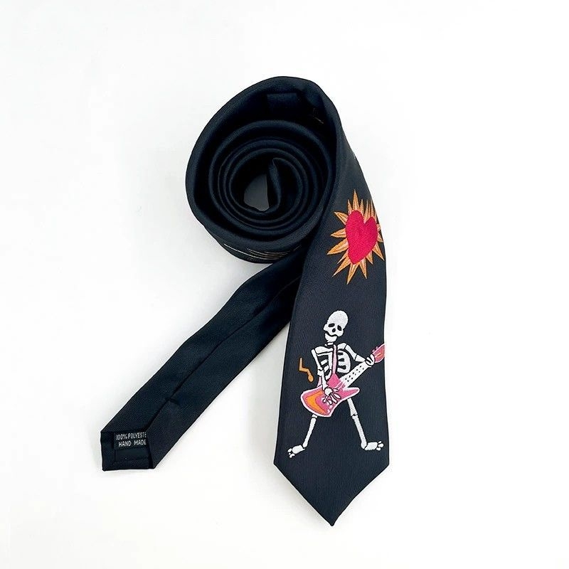 Nyakkendős hímzés, fekete személyiség, gótikus kiegészítők, férfiak és nők, menő, Jk, művészi, punk, divat, y2k, tenyér