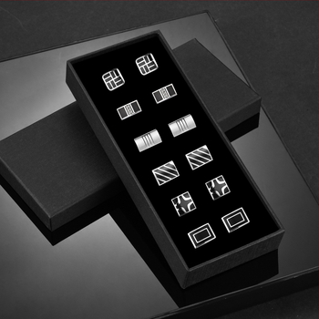 Мъжки копчета за ръкавели Dai Li, шест чифта, модни черни емайлирани маншети, бизнес аксесоари за риза