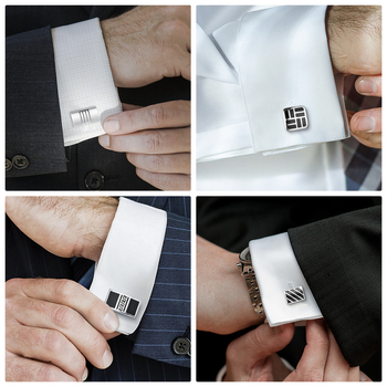 Мъжки копчета за ръкавели Dai Li, шест чифта, модни черни емайлирани маншети, бизнес аксесоари за риза