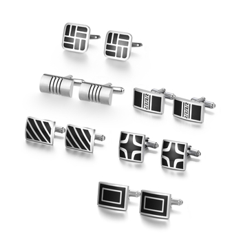 Мъжки копчета за ръкавели Dai Li, шест чифта, модни черни емайлирани маншети, бизнес аксесоари за риза