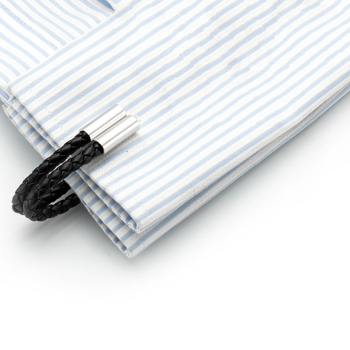 Най-продавани бизнес копчета за ръкавели във френски стил за риза, черни плетени кожени копчета за ръкавели с верижка и копче 249