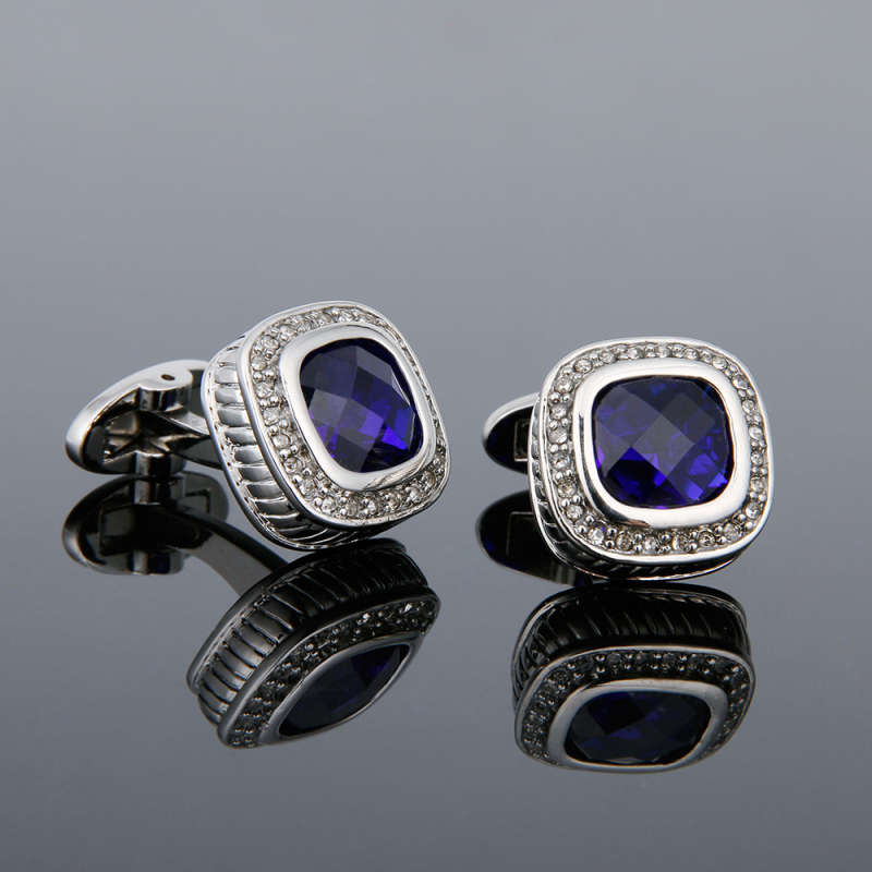 Vyriški sąsagos, aukštos kokybės, šviesiai prabangūs, mėlyni, cirkonio ir kalnų krištolo formos sidabriniai marškiniai, sandėlyje, papuošalai 1 pora, didmeninė prekyba