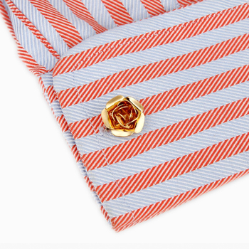 Μανικετόκουμπα με τριαντάφυλλο, καυτά ανδρικά και γυναικεία, γαλλικά απλά, χρυσά λουλούδια, σε απόθεμα, κοσμήματα χονδρικής, 1 ζευγάρι μαλλιά γενιάς