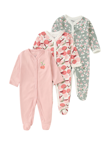 Άνοιξη και Φθινόπωρο για νεογέννητα βρέφη με μακριά μανίκια και ποδαράκια, με κουμπιά μπροστά, βαμβακερό