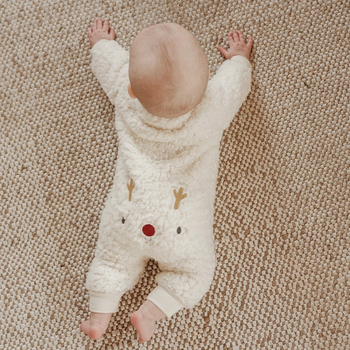 Εξωτερικό εμπόριο Χριστουγεννιάτικη νέα ολόσωμη φόρμα μωρού φθινόπωρο και χειμώνα χαριτωμένο μικρό βελούδινο μωρό με φερμουάρ άλκες Χριστούγεννα