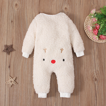 Εξωτερικό εμπόριο Χριστουγεννιάτικη νέα ολόσωμη φόρμα μωρού φθινόπωρο και χειμώνα χαριτωμένο μικρό βελούδινο μωρό με φερμουάρ άλκες Χριστούγεννα