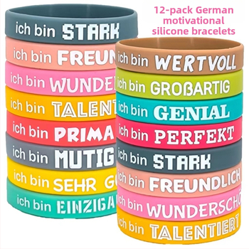 Piiriüleste plahvatuste värviline inspireeriv positiivse energiaga käepael meestele ja naistele saksa, inglise, inspireerivate tsitaatide ja silikoonist käevõru