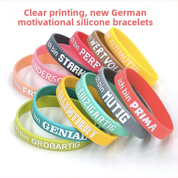 Piiriüleste plahvatuste värviline inspireeriv positiivse energiaga käepael meestele ja naistele saksa, inglise, inspireerivate tsitaatide ja silikoonist käevõru
