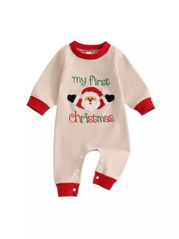 Χριστουγεννιάτικα παιδικά ρούχα εξωτερικού εμπορίου 2024 Νέα πετσέτα με κεντημένο μπούστο με μακριά μανίκια για μωρά, ρούχα αναρρίχησης