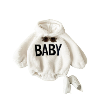 Χειμερινή κορεατική ζεστή φόρμα με μακριά μανίκια από μαλλί αρνιού για μωρά, κεντημένη φόρμα για αγόρια και κορίτσια