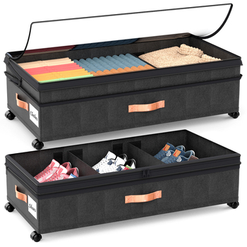 Cutie de depozitare anti-praf cu fund de pat cu roți transfrontaliere, cu capac transparent și suport de depozitare de mare capacitate pentru haine și încălțăminte simple