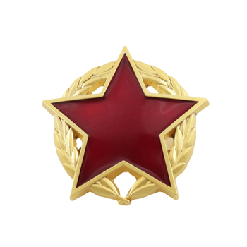 Vintage fém jelvény piros ötcsillagos érem retro bross gallér dekoráció