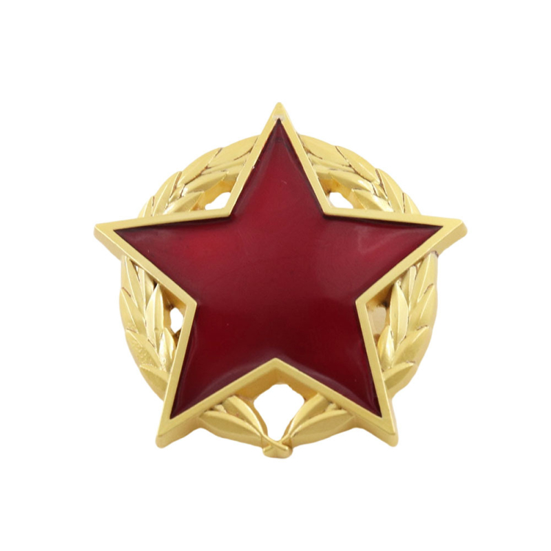 Vintage fém jelvény piros ötcsillagos érem retro bross gallér dekoráció