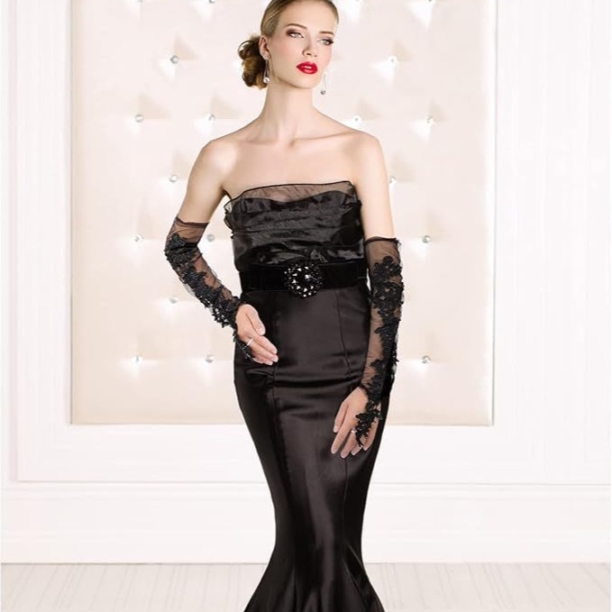 Tinklinės nėrinių pirštinės be pirštų Ilgos gėlėtos nuotakos pirštinės Išleistuvių vestuvių vakarėlio kostiumas Vestuvinės suknelės aksesuarai Rankovės