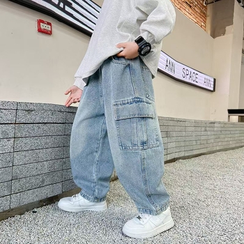 σε απόθεμα Τζιν για αγόρια Άνοιξη και Φθινόπωρο Νέα παιδικά παντελόνια Φθινοπωρινά παντελόνια για αγόρια Μεγάλα παιδικά φθινοπωρινά παντελόνια με ίσια μπατζάκια