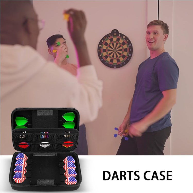 Cutia de darts este potrivită pentru darts cu vârf de oțel și vârf moale, suportul de depozitare pentru transportul darts este potrivit pentru vârful și tija de darts.