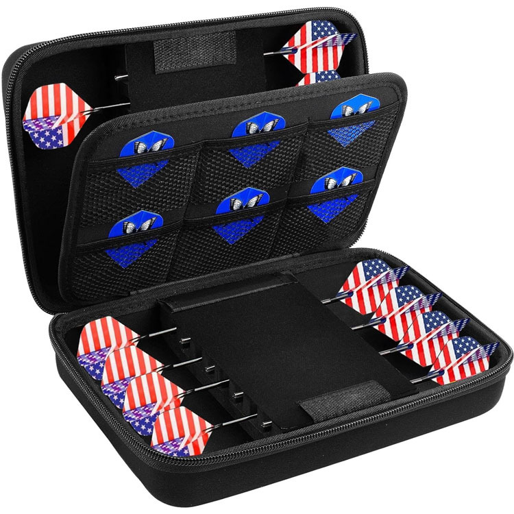 Cutia de darts este potrivită pentru darts cu vârf de oțel și vârf moale, suportul de depozitare pentru transportul darts este potrivit pentru vârful și tija de darts.