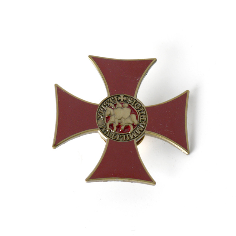 2023 noi bijuterii transfrontaliere europene și americane, crucea Templului Cavalerilor, broșă metalică, insignă, comerț exterior cu ridicata