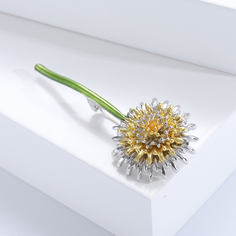 Koreai stílusú elegáns friss pitypang bross egyszerű divat csöpögő virágtű ruházati kiegészítők