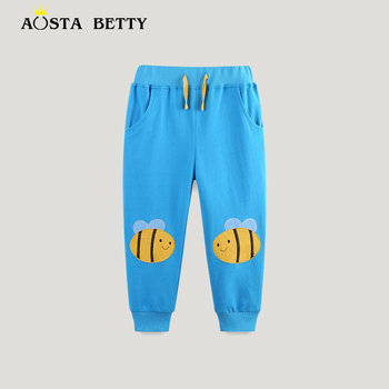 Pantaloni de toamnă noi pentru copii, pantaloni brodați cu desene animate de albine, pantaloni casual pentru copii, stil european și american, îmbrăcăminte pentru copii