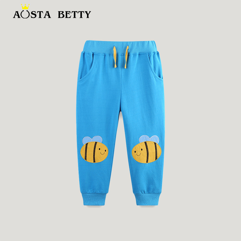 Pantaloni de toamnă noi pentru copii, pantaloni brodați cu desene animate de albine, pantaloni casual pentru copii, stil european și american, îmbrăcăminte pentru copii