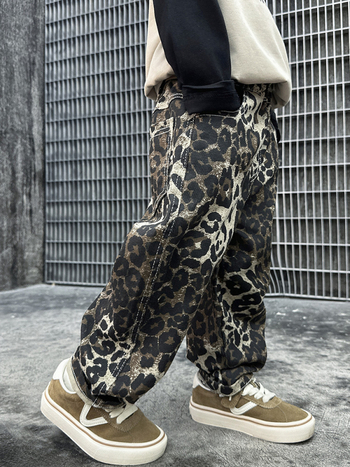 Τζιν για αγόρια, παιδικά παντελόνια, νέα άνοιξη και φθινόπωρο 2024, μοντέρνα παντελόνια, μωρουδιακά, λεοπάρ, casual, μαλακά παντελόνια