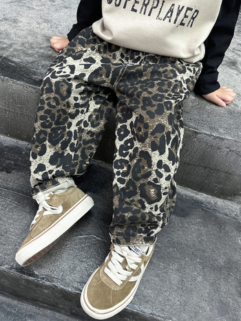 Τζιν για αγόρια, παιδικά παντελόνια, νέα άνοιξη και φθινόπωρο 2024, μοντέρνα παντελόνια, μωρουδιακά, λεοπάρ, casual, μαλακά παντελόνια