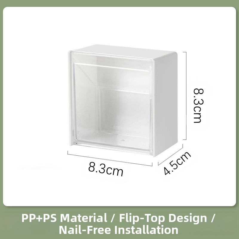 Balta, pie sienas stiprināma, atverama uzglabāšanas kaste, sienas kaste bez perforatora, vates tamponu kaste vannas istabai, maza uzglabāšanas kaste