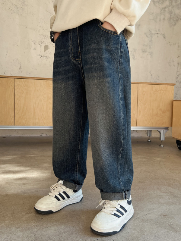 Z1326 Detské voľné džínsy Early Yang 2025 Jarné, veľké detské, módne, v západnom štýle, dlhé nohavice, detské, jarné a jesenné