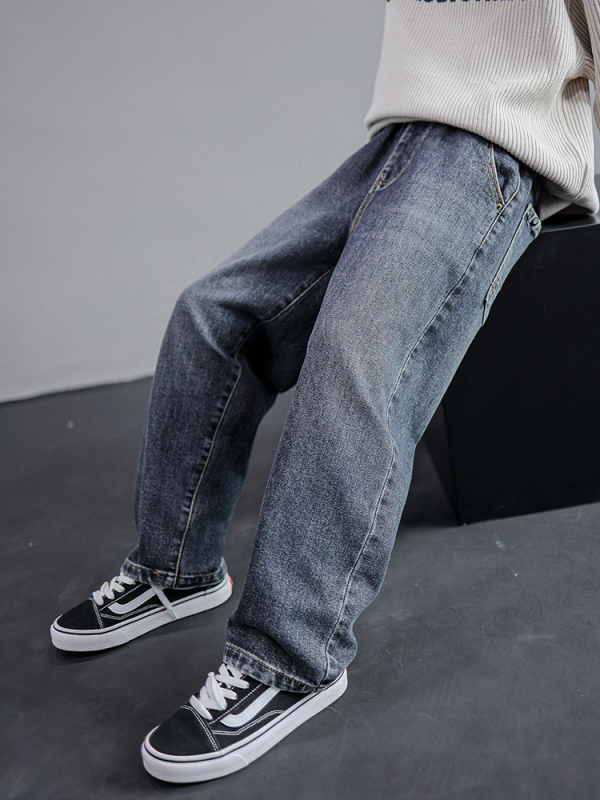 Lasteriided Poiste sügispüksid 2024 Uued sügisesed keskmise ja suure suurusega laste teksad Vabaaja poiste kevad- ja sügispüksid