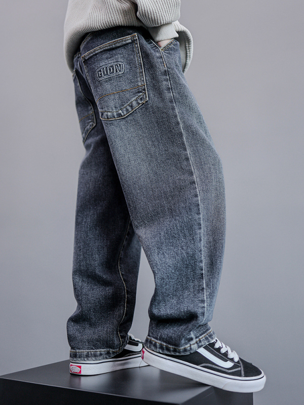 Lasteriided Poiste sügispüksid 2024 Uued sügisesed keskmise ja suure suurusega laste teksad Vabaaja poiste kevad- ja sügispüksid