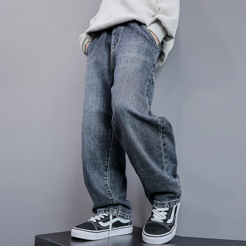 Lasteriided Poiste sügispüksid 2024 Uued sügisesed keskmise ja suure suurusega laste teksad Vabaaja poiste kevad- ja sügispüksid