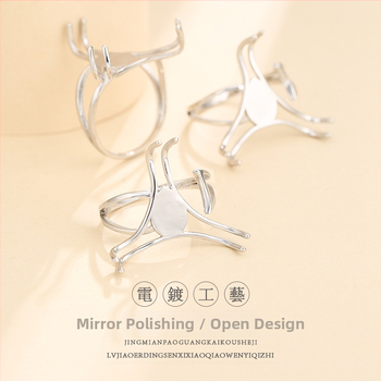 Ασημένια 925 δαχτυλίδια casual με άδειο σκελετό, μοντέρνα, ρυθμιζόμενη, ακανόνιστη θήκη, κατασκευασμένη από κερί μέλισσας και νεφρίτη.