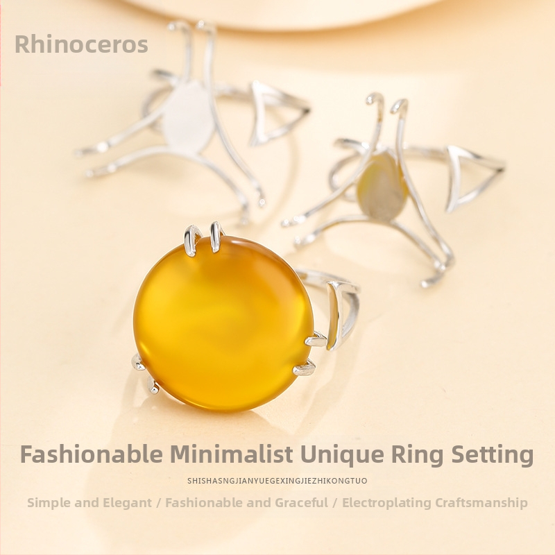 Prazan držač za prsten od 925 srebra, moderan, univerzalni, podesivi, nepravilni držač za otvaranje, DIY s pčelinjim voskom, držač za prsten od žada