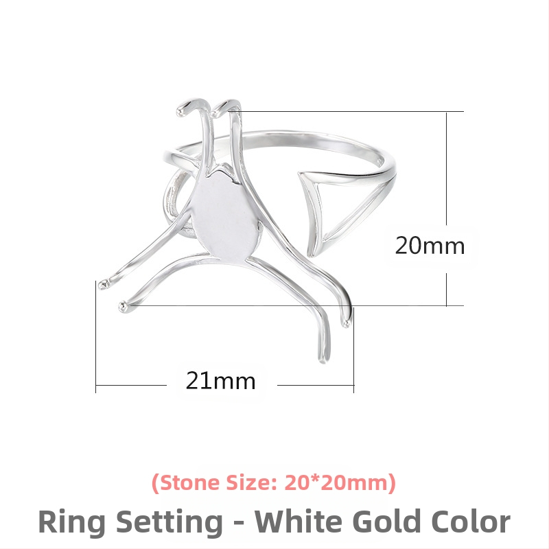 Prazan držač za prsten od 925 srebra, moderan, univerzalni, podesivi, nepravilni držač za otvaranje, DIY s pčelinjim voskom, držač za prsten od žada