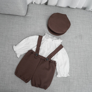 дрехи за новородено, шапка, тиранти, риза от три части, бебешки дрехи за фотография, дрехи за бебешка фотография