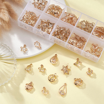 Amazon vislabāk pārdotā spīdīgā reljefā rhinestone romba zvaigžņu ziedu jauktā DIY rotaslietu kulona kaklarota aproce