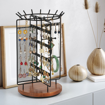 Διασυνοριακή Πρωτότυπη Περιστρεφόμενη Ενσωματωμένη Ράφι Κοσμημάτων 2 Τεμαχίων Σκουλαρίκια Κολιέ Δαχτυλίδι Βραχιόλι Κοσμήματα Ράφι Αποθήκευσης Κοσμημάτων