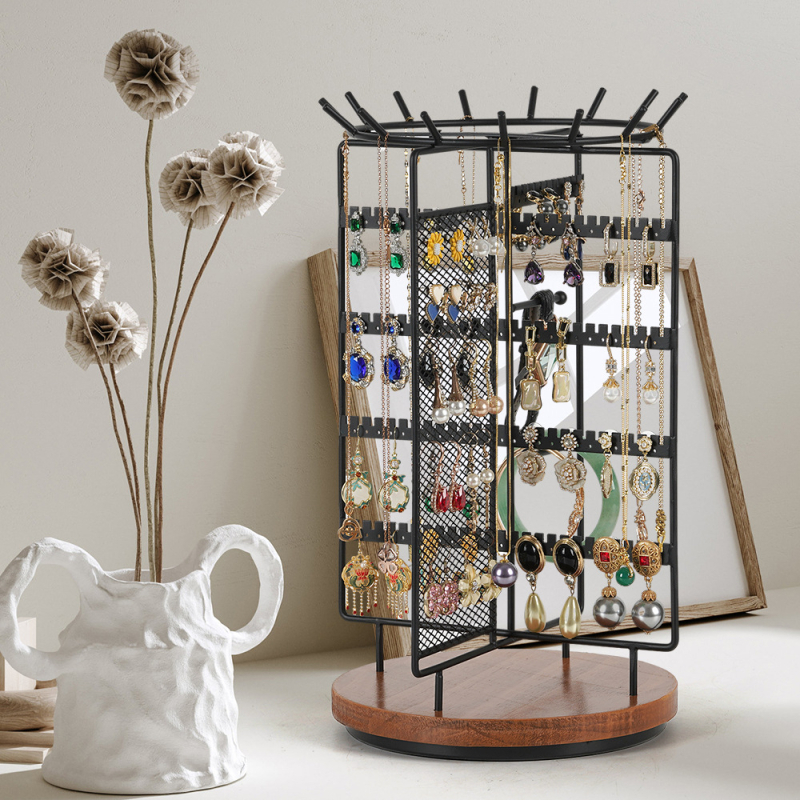 Διασυνοριακή Πρωτότυπη Περιστρεφόμενη Ενσωματωμένη Ράφι Κοσμημάτων 2 Τεμαχίων Σκουλαρίκια Κολιέ Δαχτυλίδι Βραχιόλι Κοσμήματα Ράφι Αποθήκευσης Κοσμημάτων